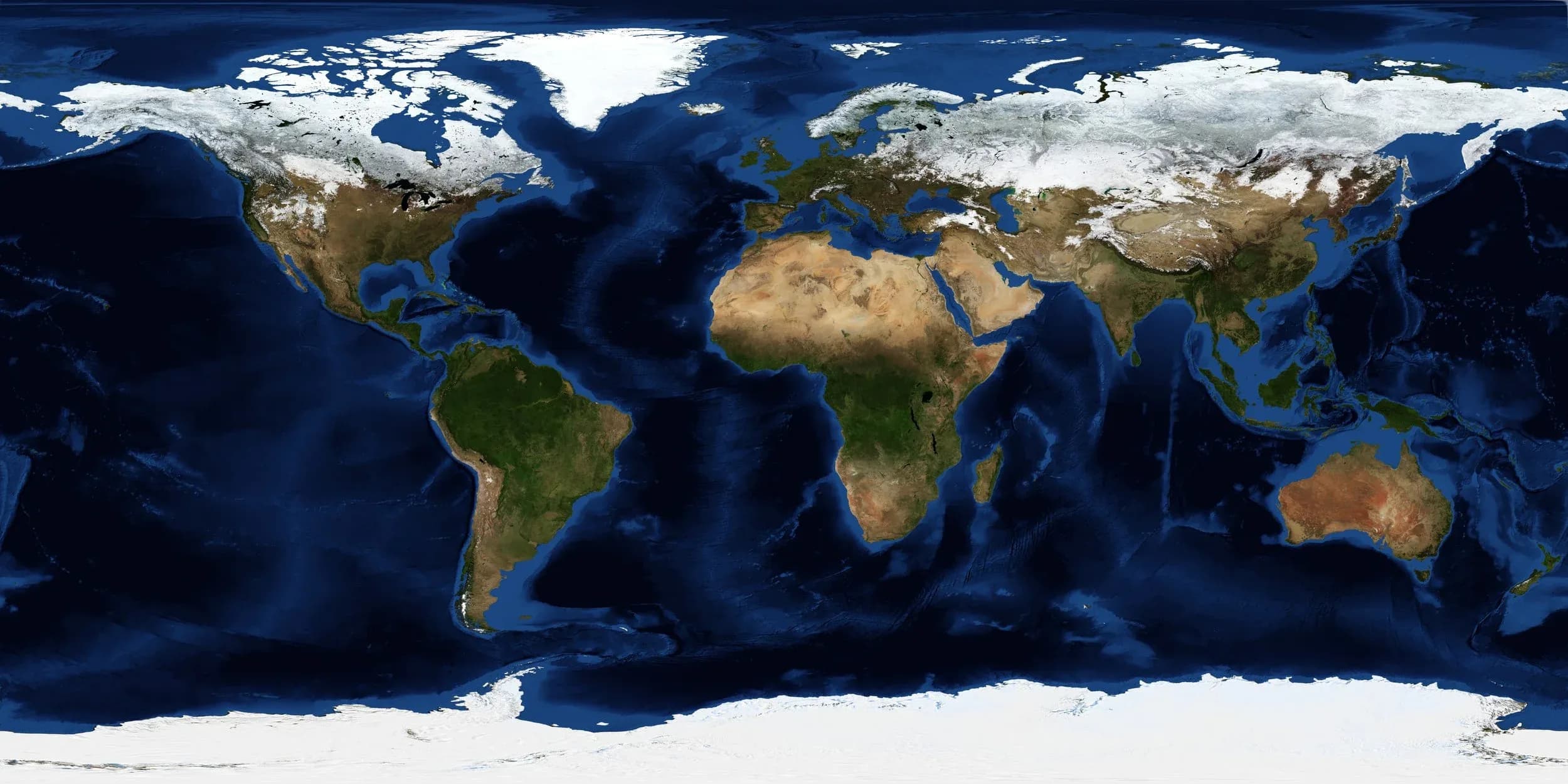 Blue Marble topology and bathymetry — the layer that gives the sphere real relief
